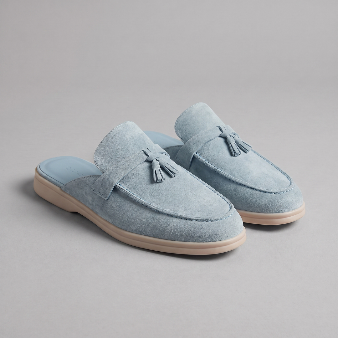 Men's Suede Metal Buckle Loafer Mules