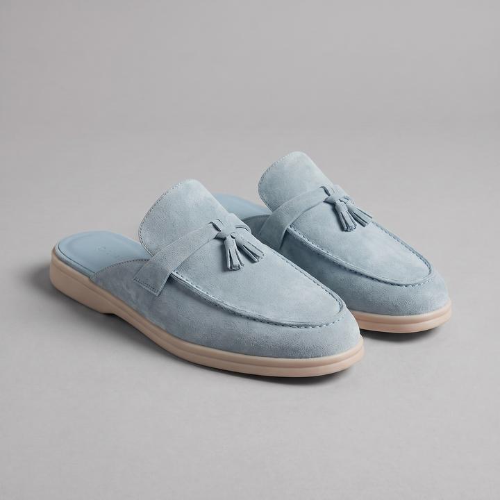 Men's Suede Metal Buckle Loafer Mules