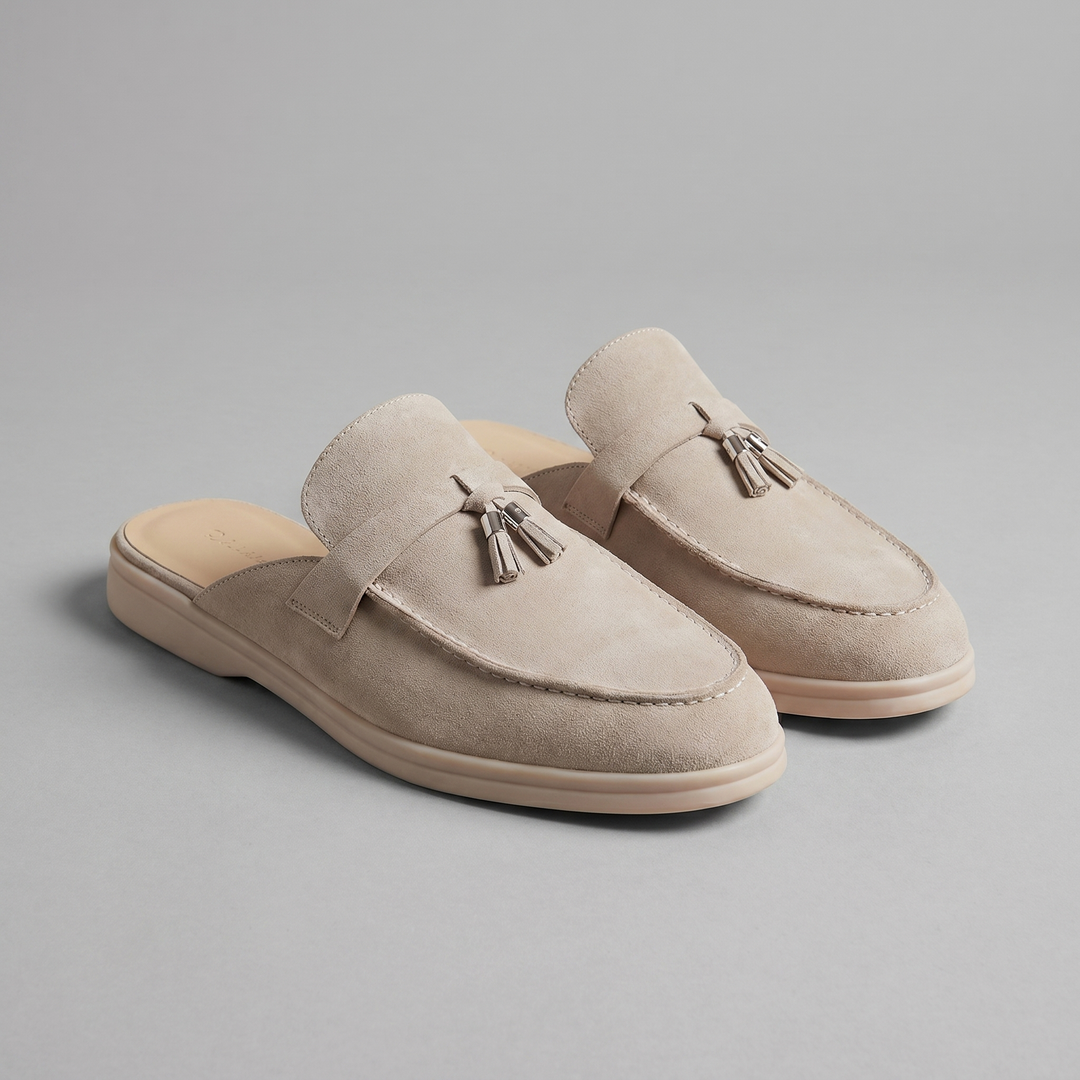 Men's Suede Metal Buckle Loafer Mules