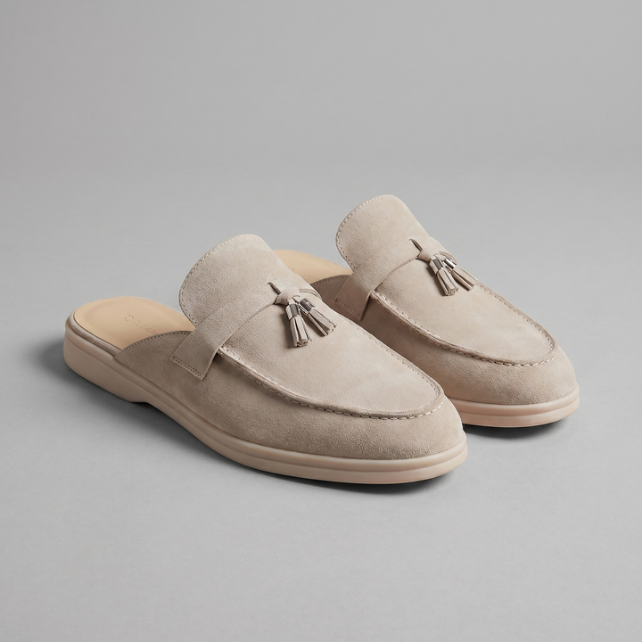 Men's Suede Metal Buckle Loafer Mules
