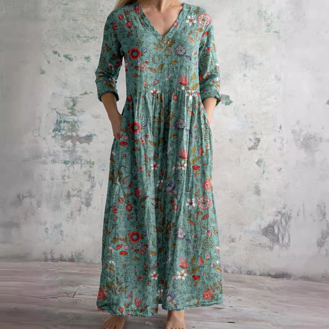 Evie | V-Neck and Floral Pattern Summer Dress