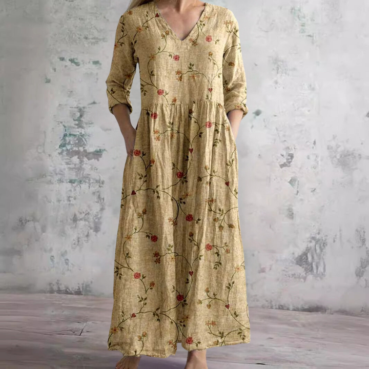 Alyvia | Summer Dress with V-Neck and Floral Pattern