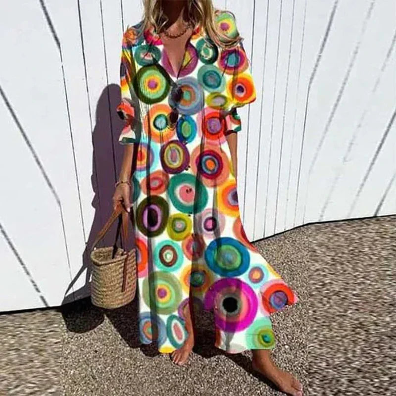 Cassidy | Boho Puff Sleeve Maxi Dress