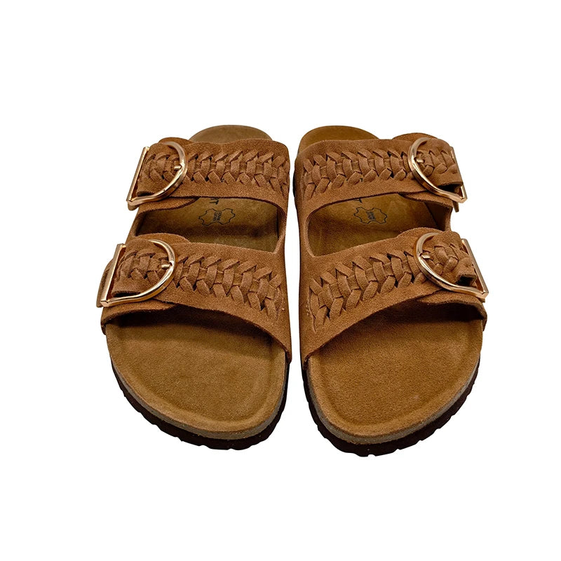 Byron Twin-Buckle Orthopaedic Sandals — Tan