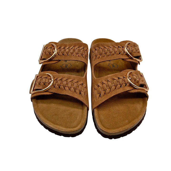 Byron Twin-Buckle Orthopaedic Sandals — Tan