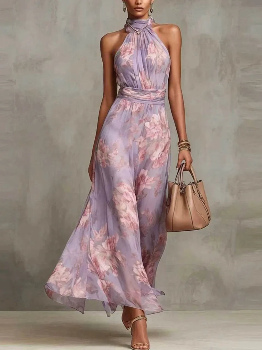 Relle | Gathered Halter Midi Dress