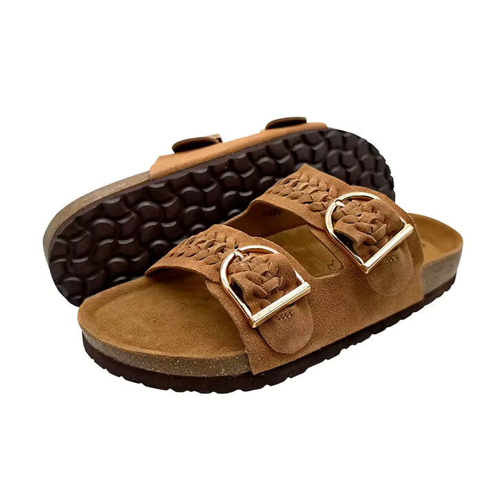 Byron Twin-Buckle Orthopaedic Sandals — Tan