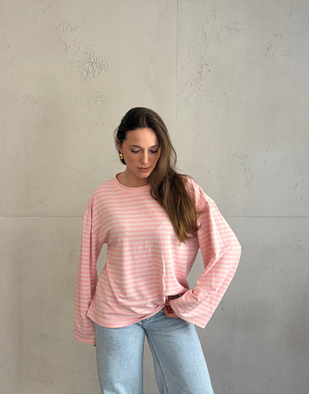 Elvina - Striped Long Sleeve Shirt with Wide Sleeves
