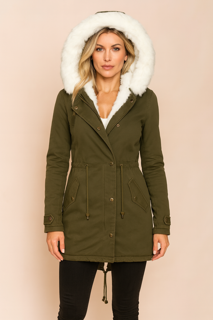 Rebecca | Hooded Waist-Cinched Winter Parka Jacket