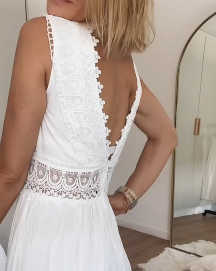Amani | Elegant Lace V-Neck Midi Dress