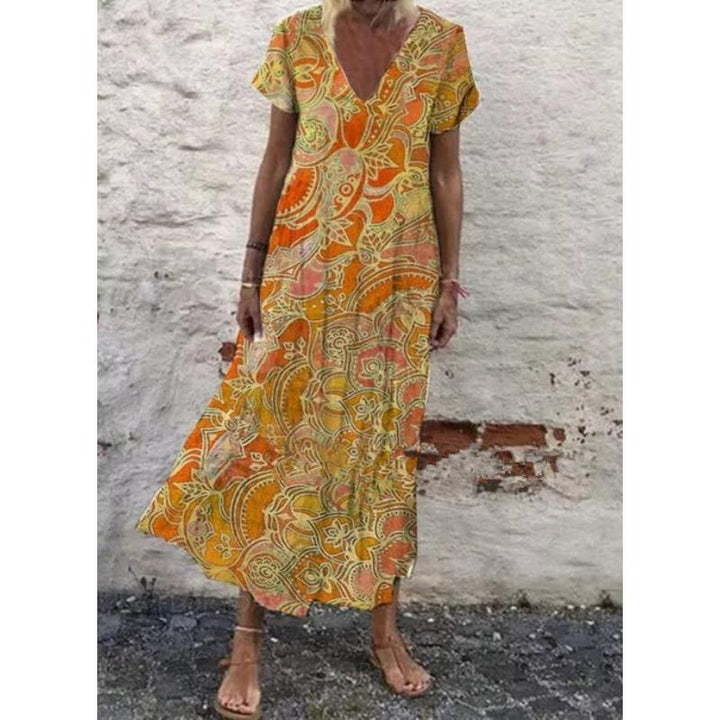 Isla | Vibrant V-Neck Maxi Dress