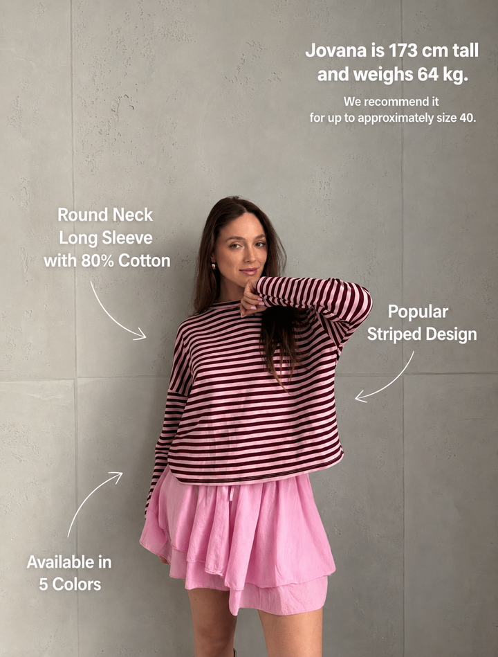 Mullet - Striped long-sleeved sweatshirt with round neck