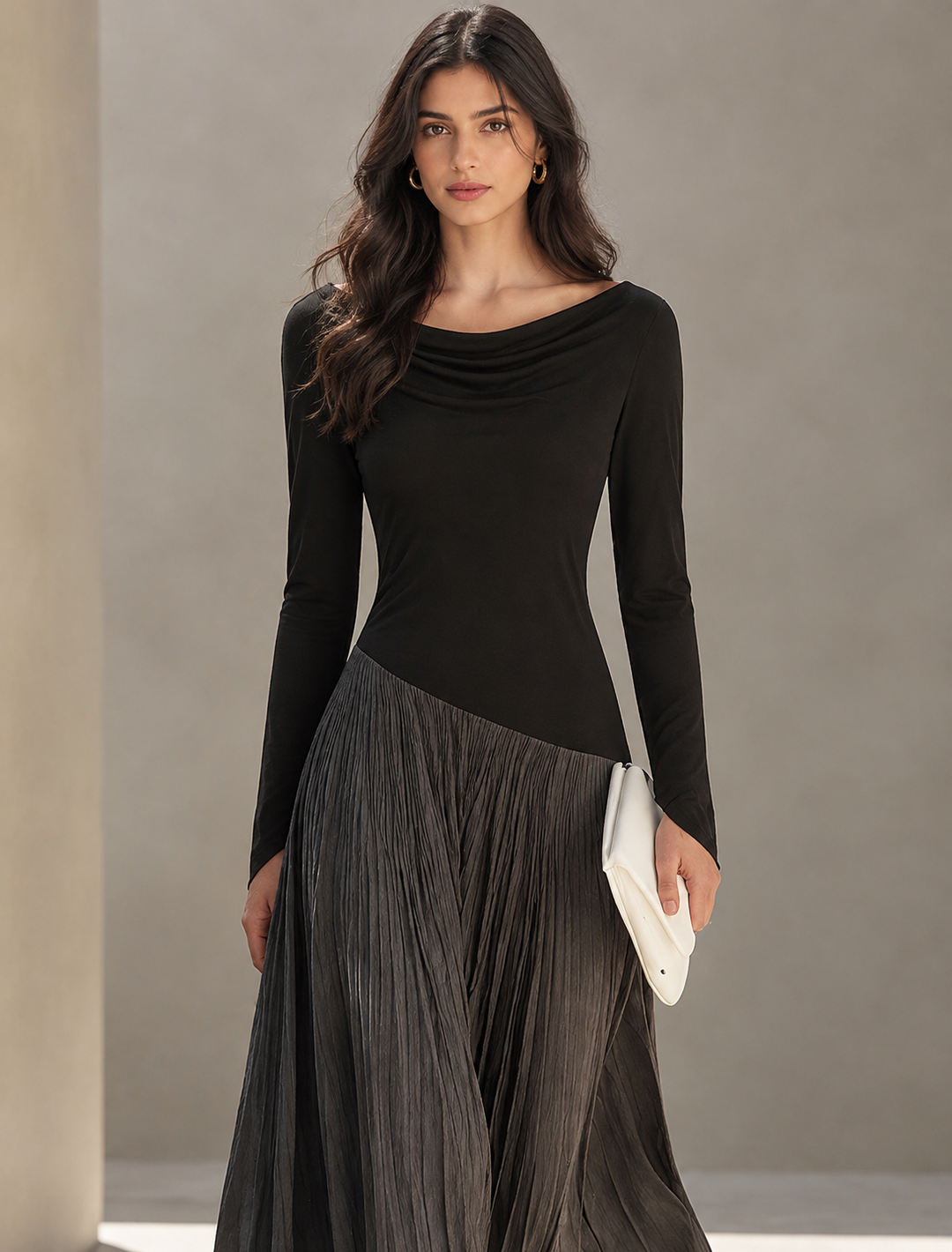 Women's Effortless Two-Tone Color-Block Maxi Dress for Spring