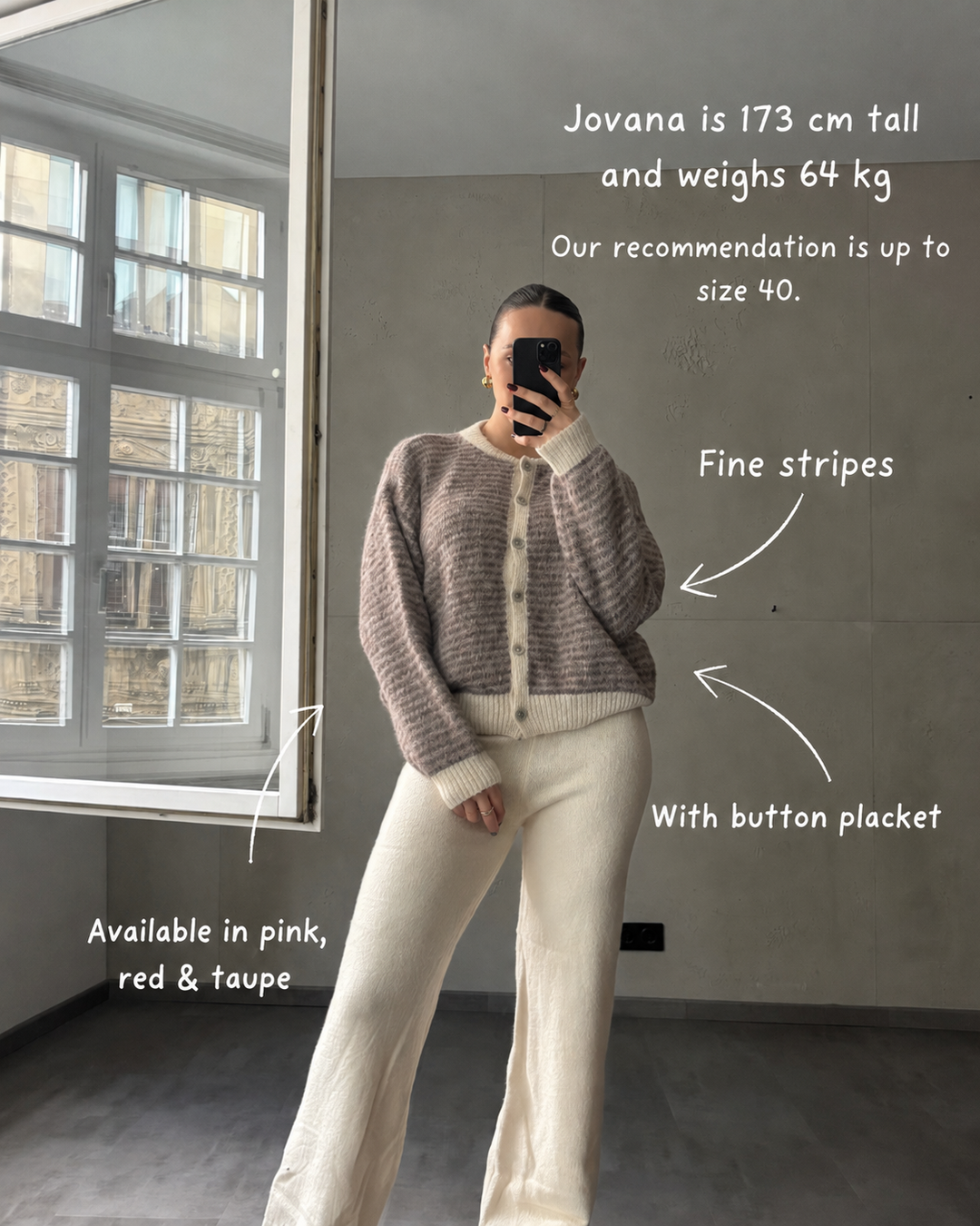 Taylors - White Striped Cardigan with Buttons