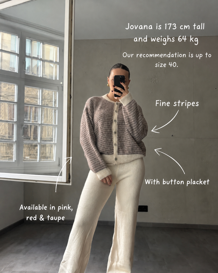 Taylors - White Striped Cardigan with Buttons
