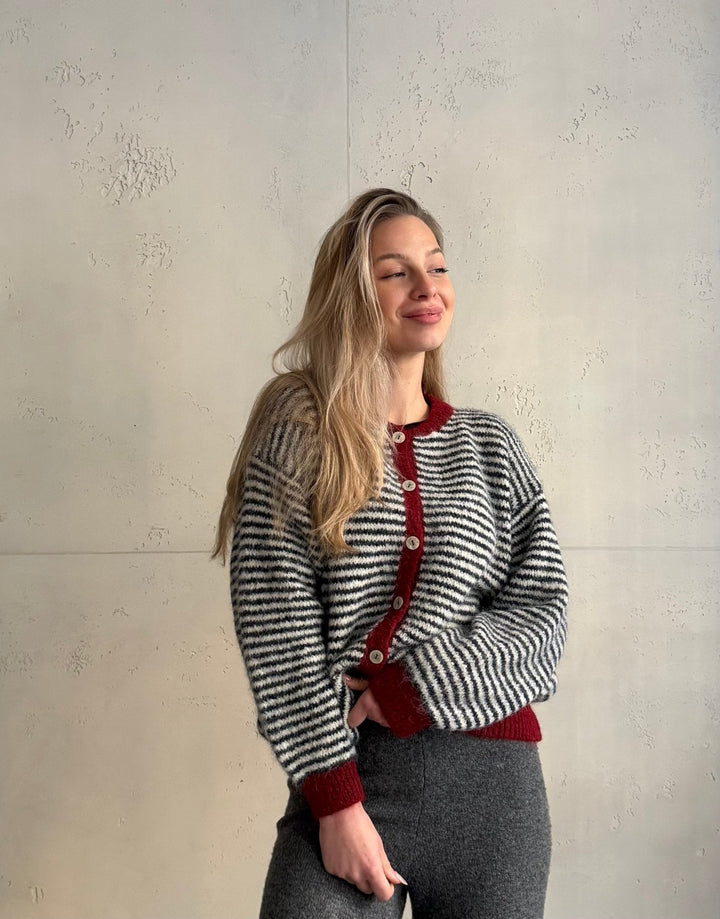 Taylors - White Striped Cardigan with Buttons
