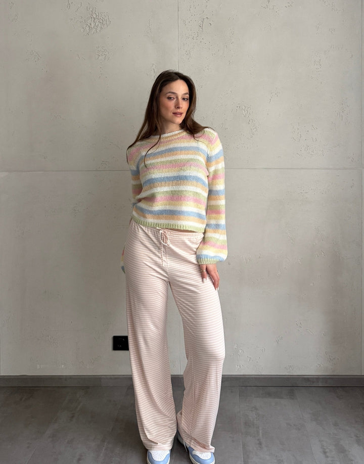 Bungan - Striped Lounge Pants in Rayon Stretch