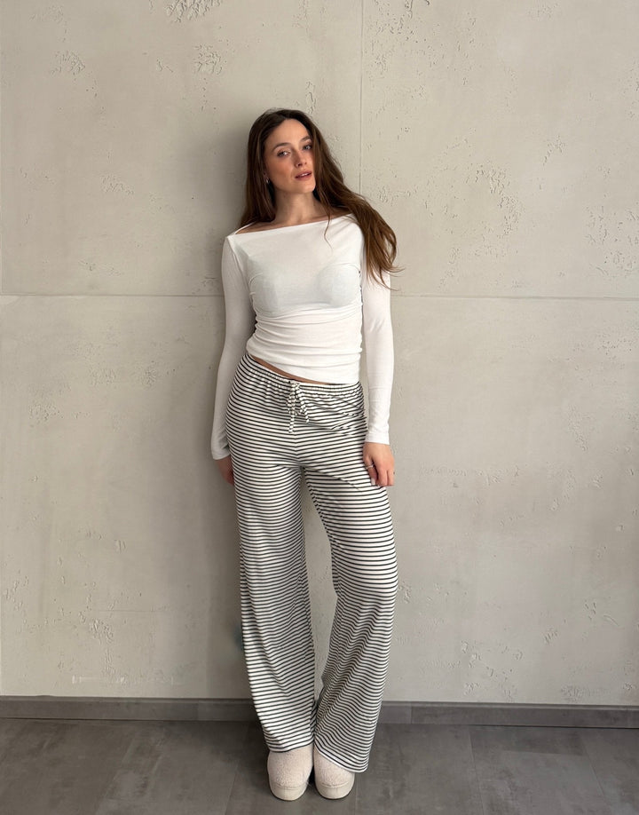 Bungan - Striped Lounge Pants in Rayon Stretch