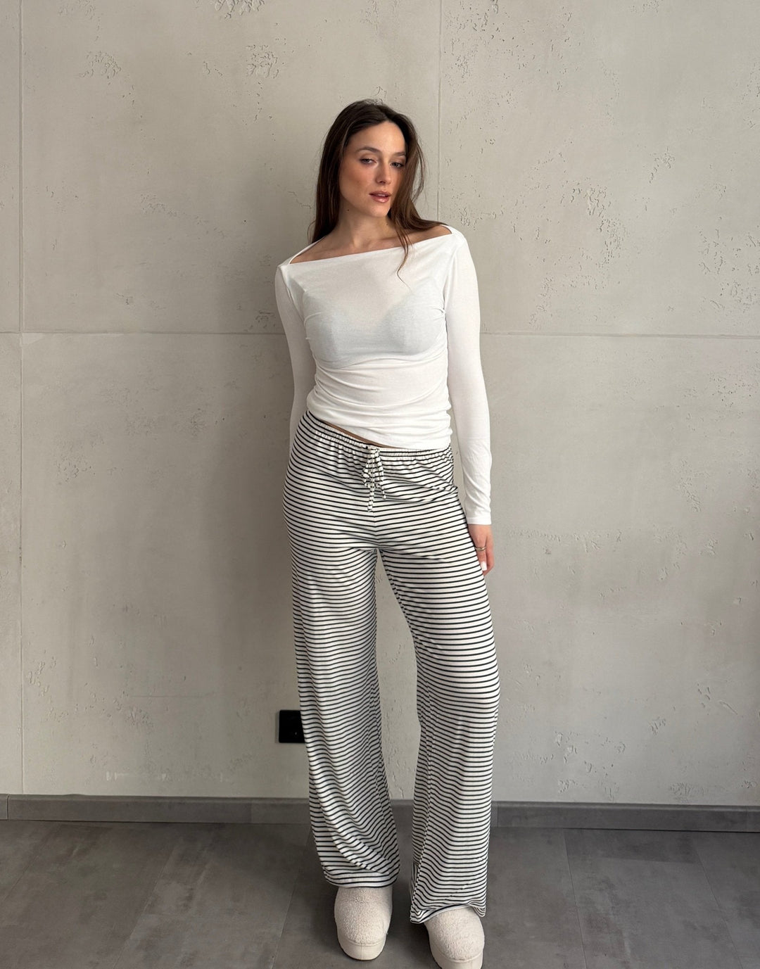 Bungan - Striped Lounge Pants in Rayon Stretch