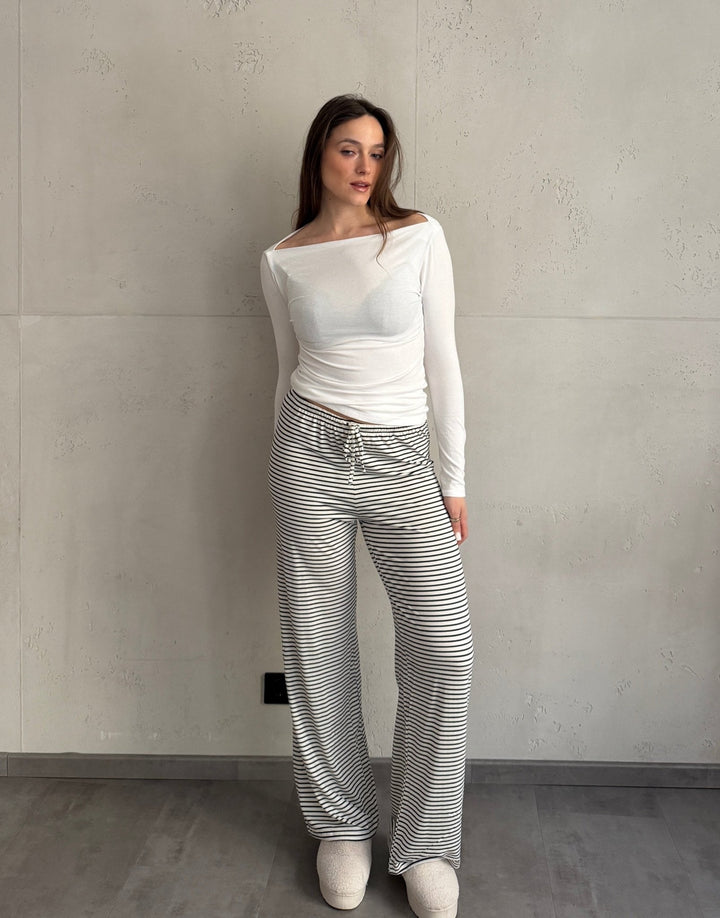 Bungan - Striped Lounge Pants in Rayon Stretch