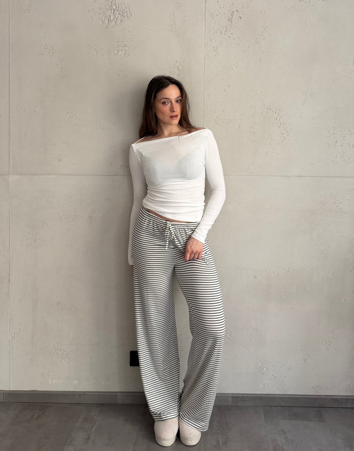 Bungan - Striped Lounge Pants in Rayon Stretch