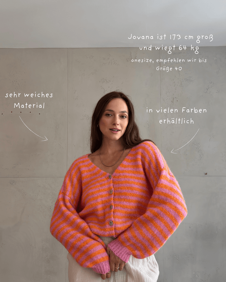 Clovelly - Striped Cardigan with a V-neck