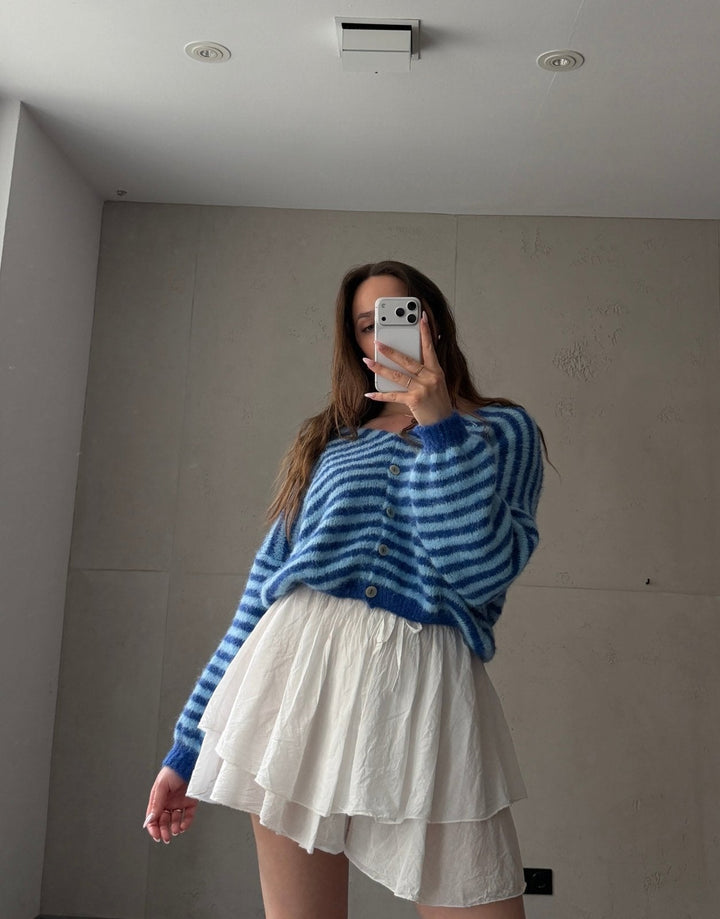 Clovelly - Striped Cardigan with a V-neck