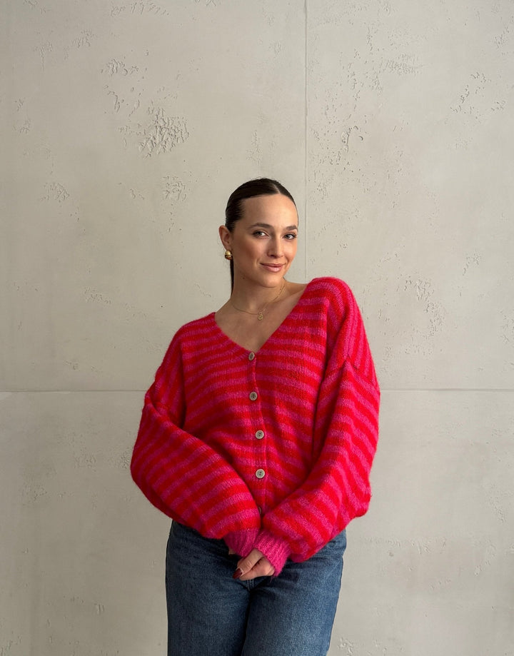 Clovelly - Striped Cardigan with a V-neck