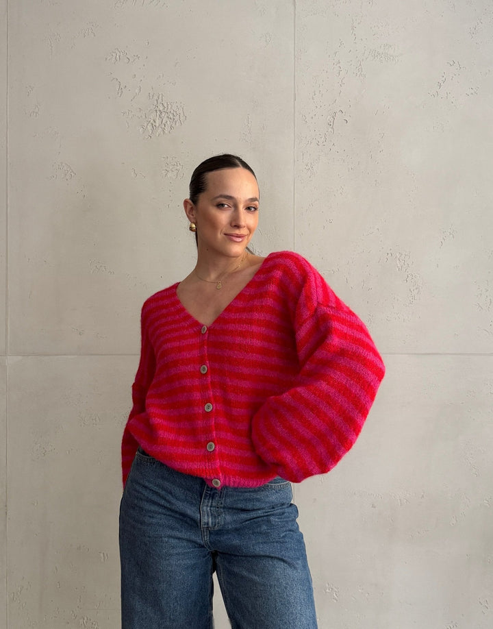 Clovelly - Striped Cardigan with a V-neck