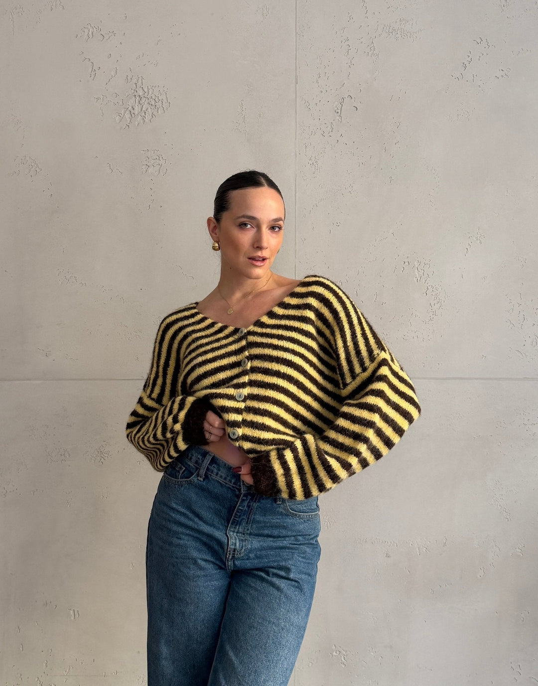 Clovelly - Striped Cardigan with a V-neck