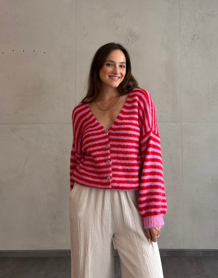 Clovelly - Striped Cardigan with a V-neck