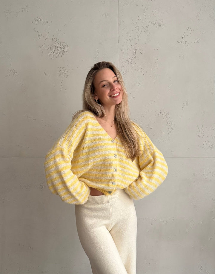 Clovelly - Striped Cardigan with a V-neck