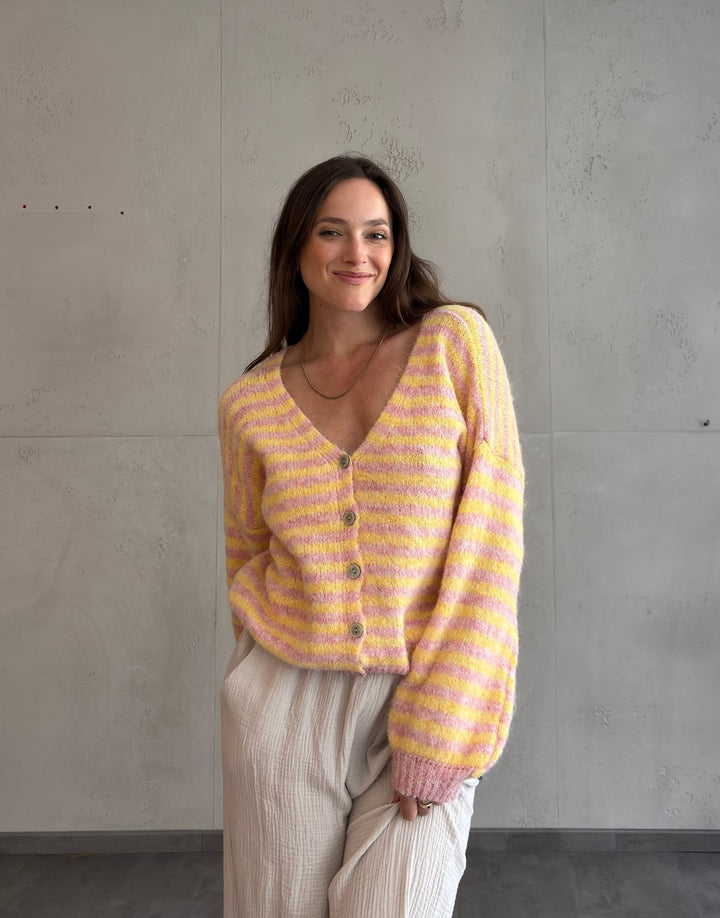 Clovelly - Striped Cardigan with a V-neck