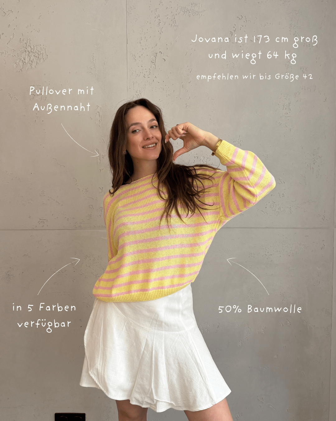 Patonga - Striped cotton sweater with outer seam