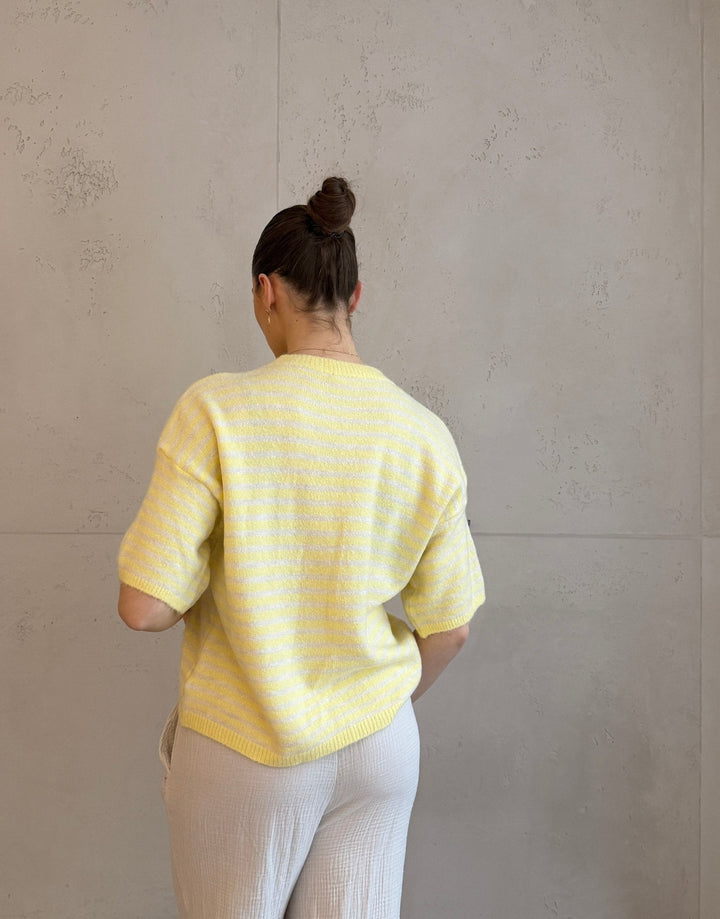 Coaster  - Striped Short Sleeve Sweater