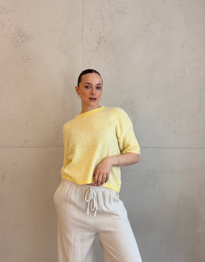 Coaster  - Striped Short Sleeve Sweater