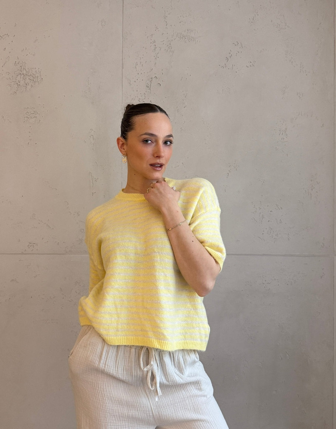 Coaster  - Striped Short Sleeve Sweater