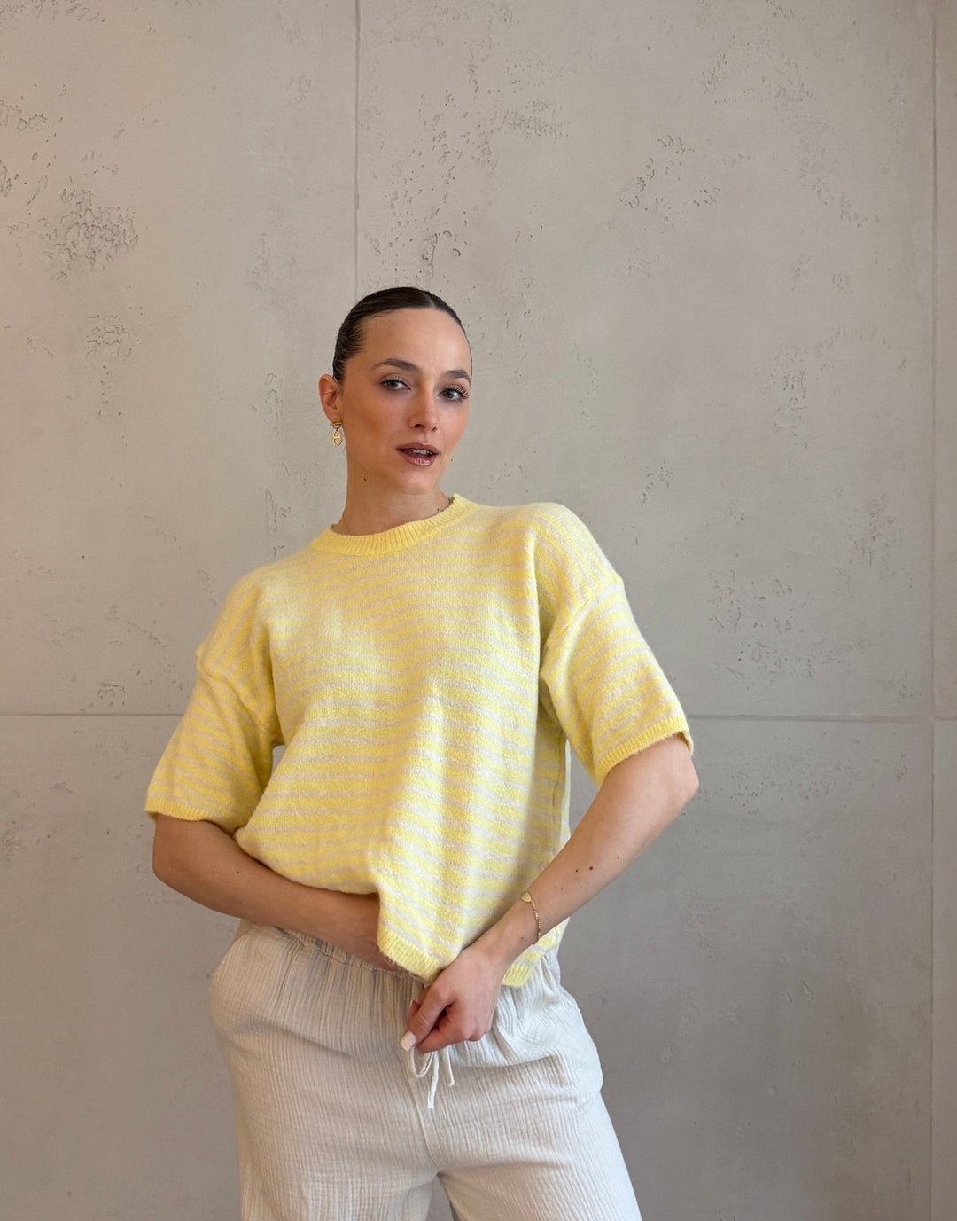Coaster  - Striped Short Sleeve Sweater