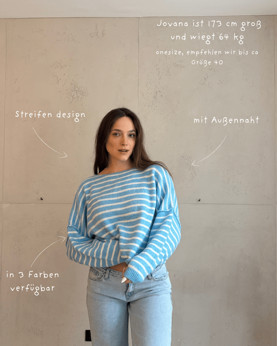 Cowan - Striped sweater with outward seam