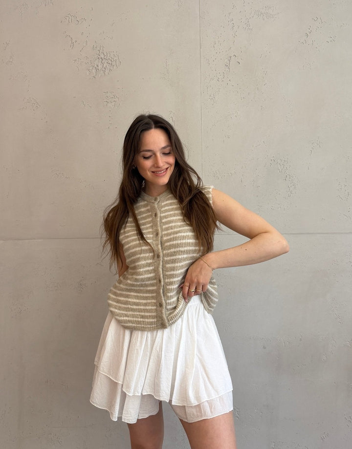 Lovett - Striped Knitted Vest with Button Placket