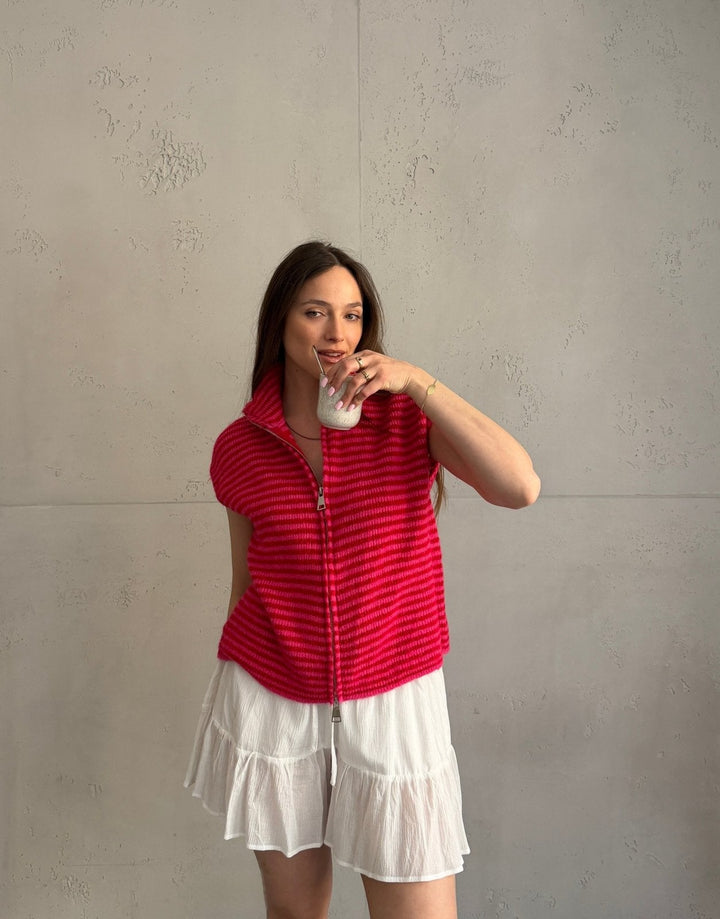 Clareville - Striped zip sweater