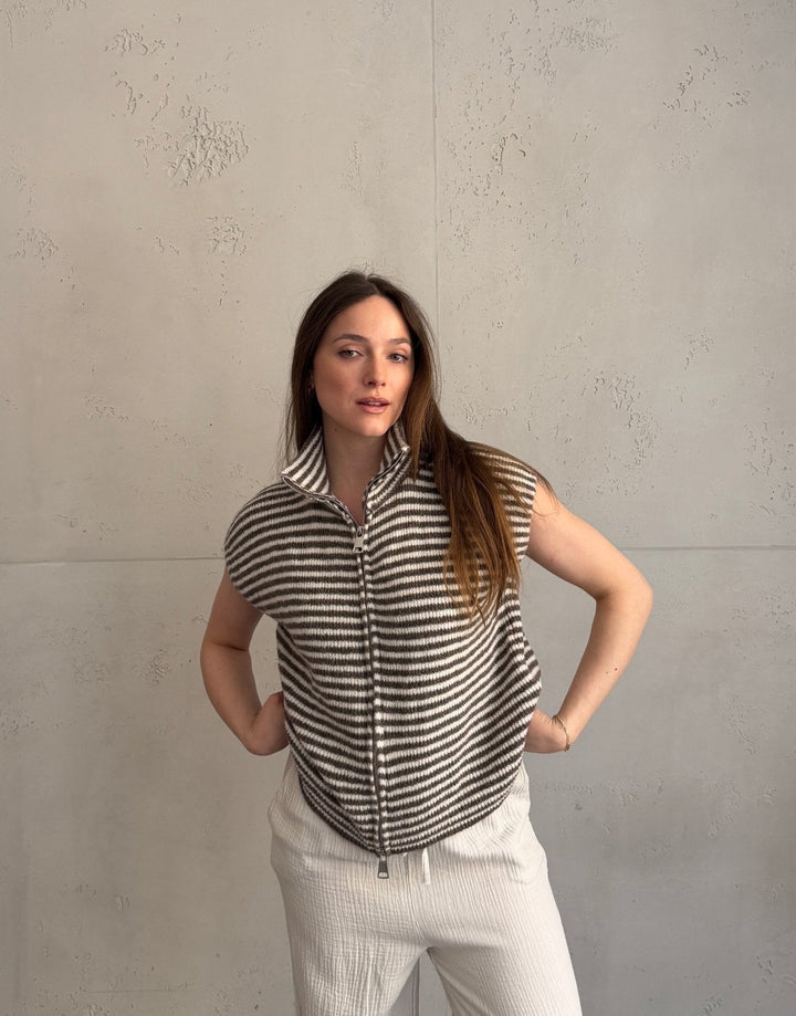 Clareville - Striped zip sweater