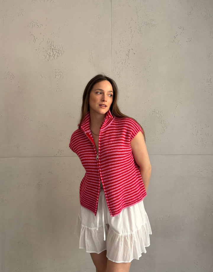 Clareville - Striped zip sweater