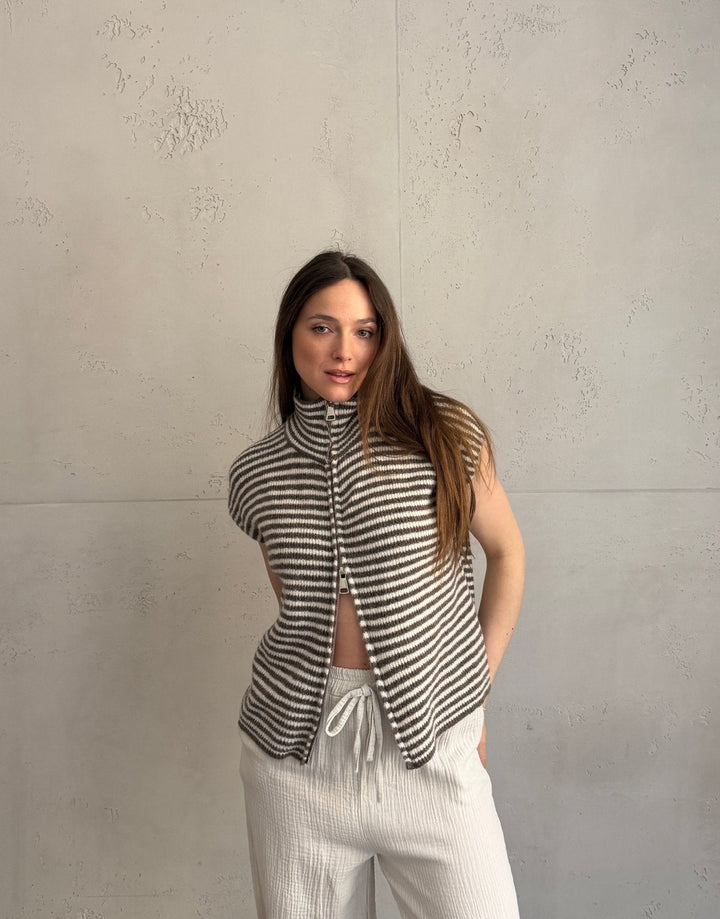 Clareville - Striped zip sweater