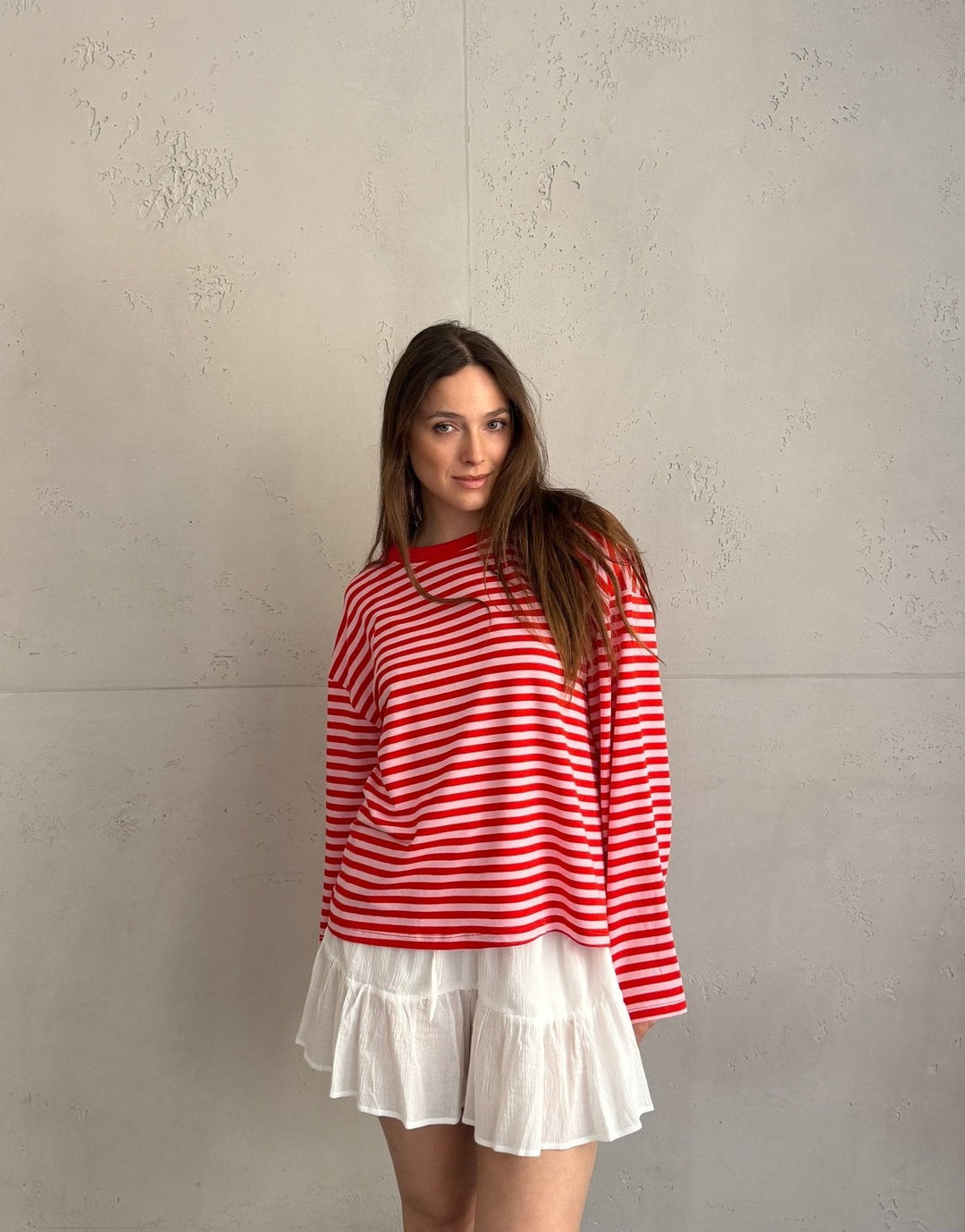Elvina - Striped Long Sleeve Shirt with Wide Sleeves