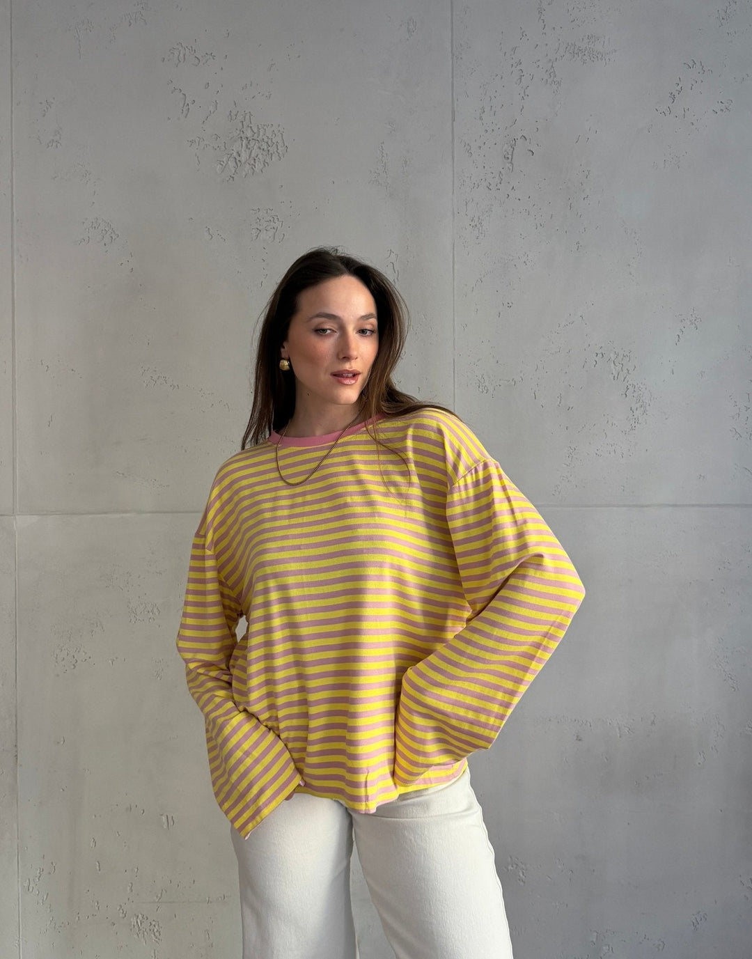Elvina - Striped Long Sleeve Shirt with Wide Sleeves