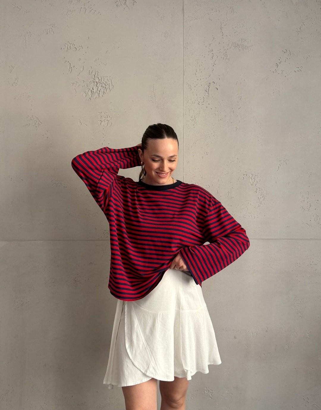 Elvina - Striped Long Sleeve Shirt with Wide Sleeves