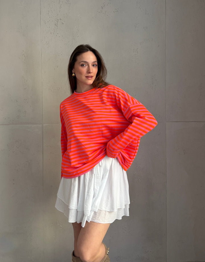 Mullet - Striped long-sleeved sweatshirt with round neck