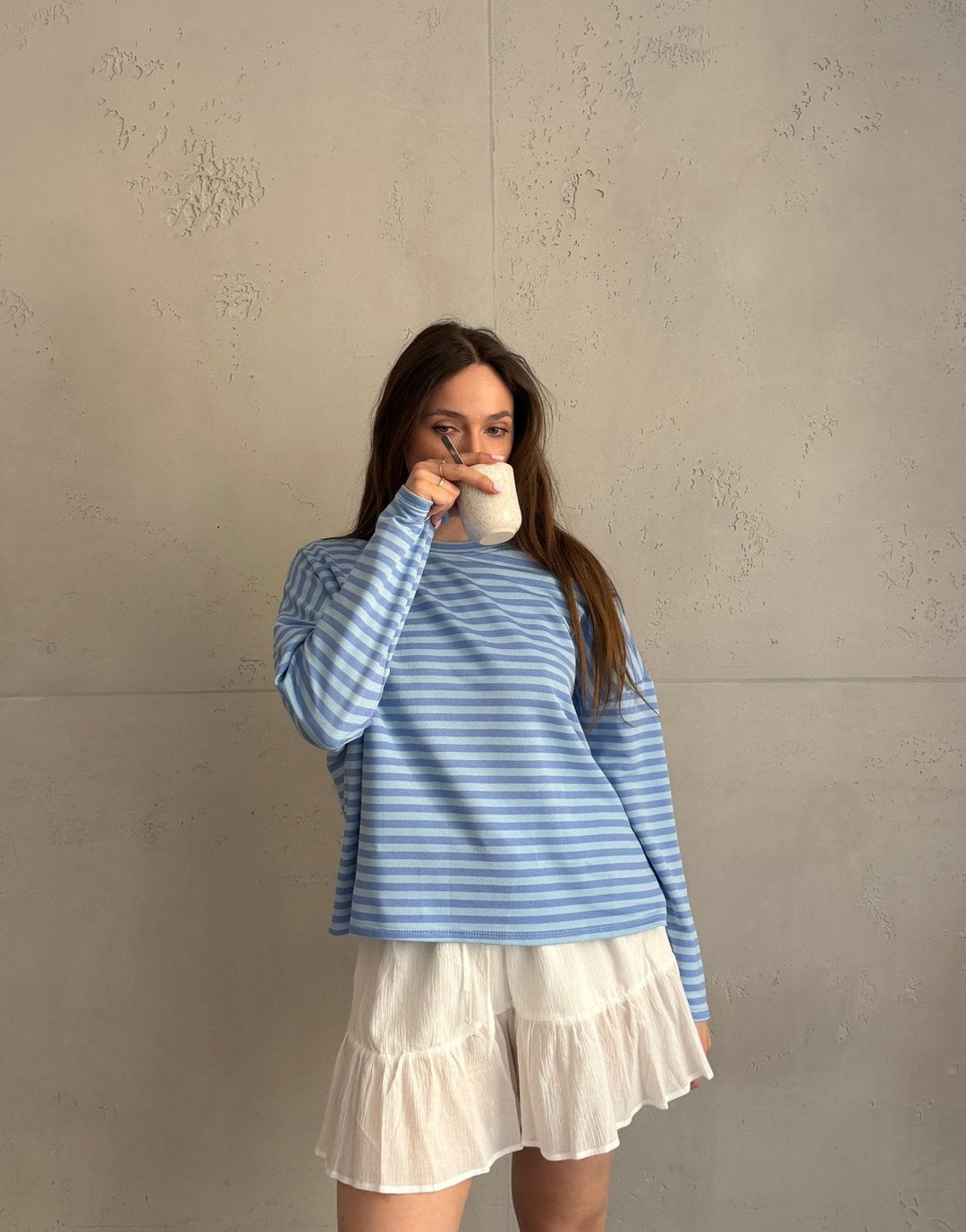 Mullet - Striped long-sleeved sweatshirt with round neck