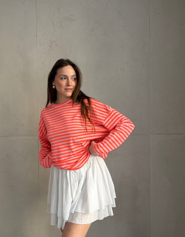 Mullet - Striped long-sleeved sweatshirt with round neck